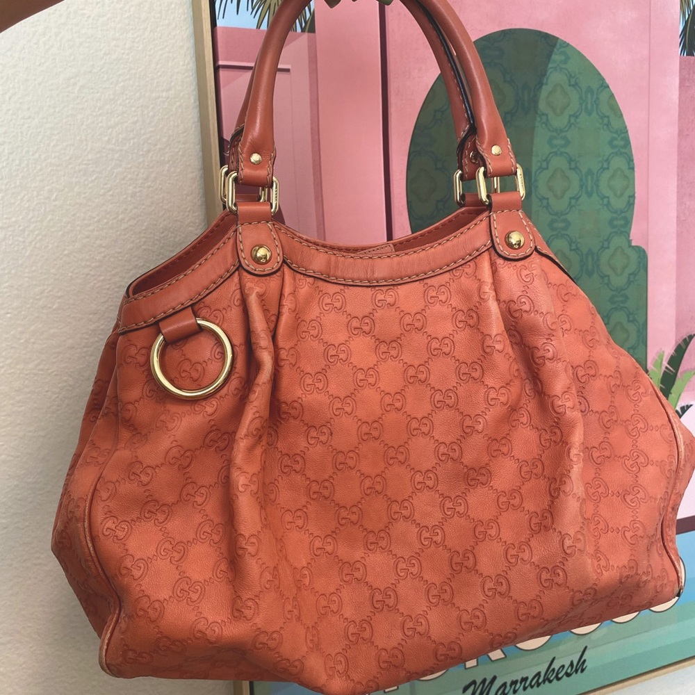 Authentic Gucci Sukey Tote Guccissima Leather Medium Pink